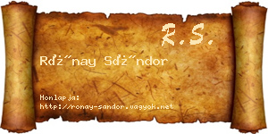 Rónay Sándor névjegykártya